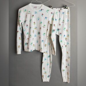 New Hanna Andersson pajama set - skiers!  US size 14-16